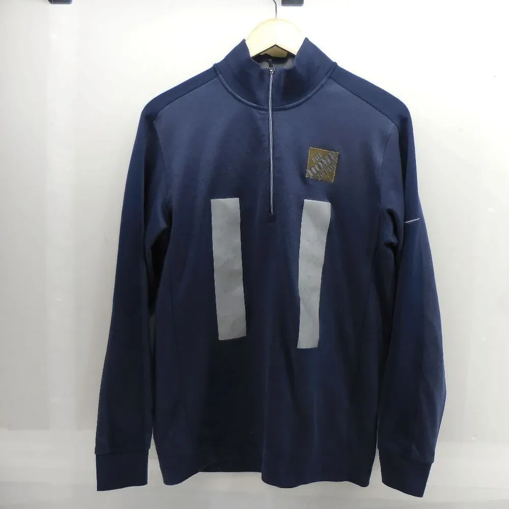 Nike‎ Golf Dri Fit Men's S Navy Blue 1/4 Zip Pullover Home Depot Pro Fleet